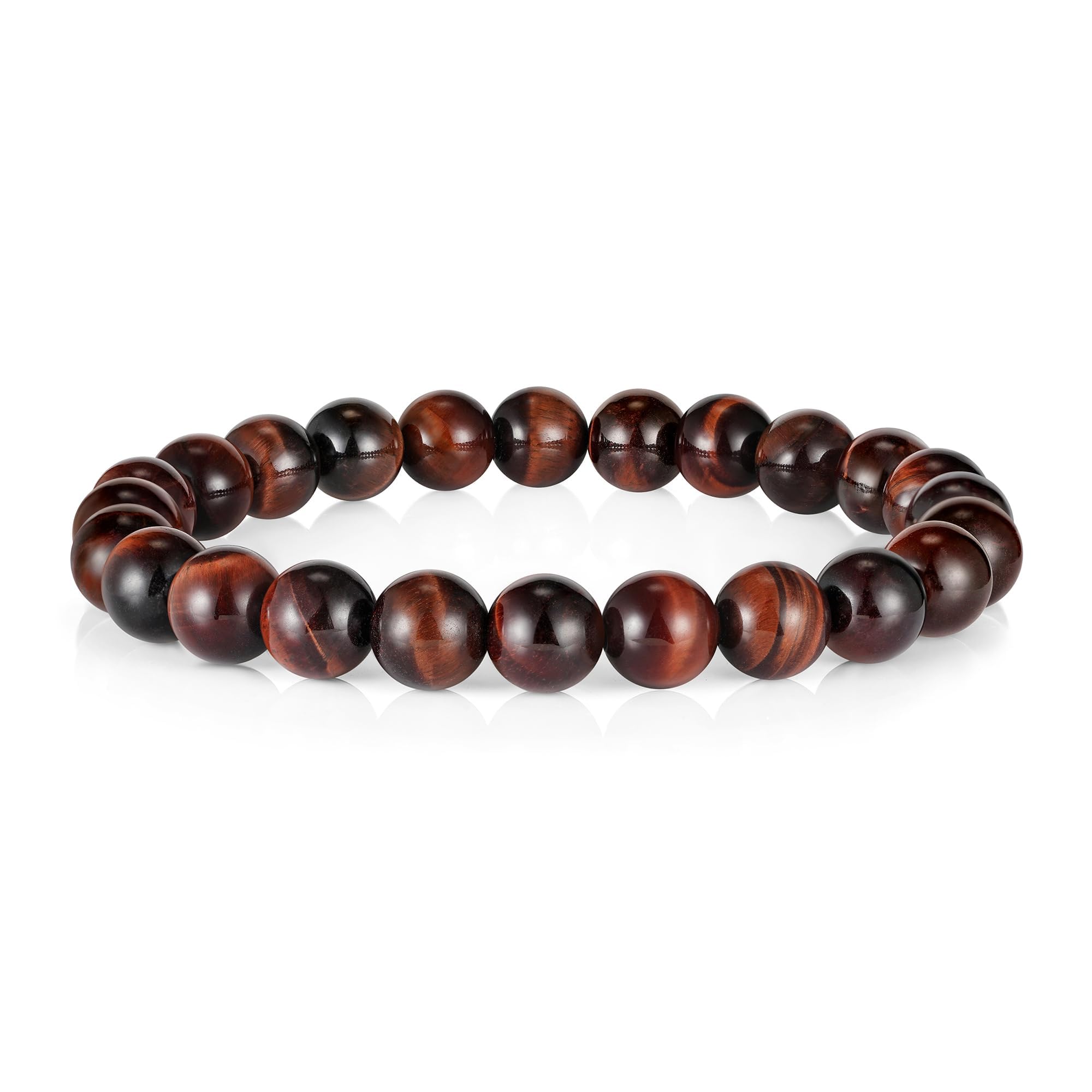 M MOOHAM Natural Stone Bracelets for Men - 8mm Tiger Eye, Matte Agate, Lava Rock - Teen Boys Gifts for Birthday, Anniversary, Christmas