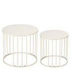 LEWIS&WAYNE Outdoor Side Table Set of 2, Metal Circle Accent End Tables for Balcony Backyard Garden Indoor Living Room, Durable Black Nesting Coffee Tables, 20”+16” Dia