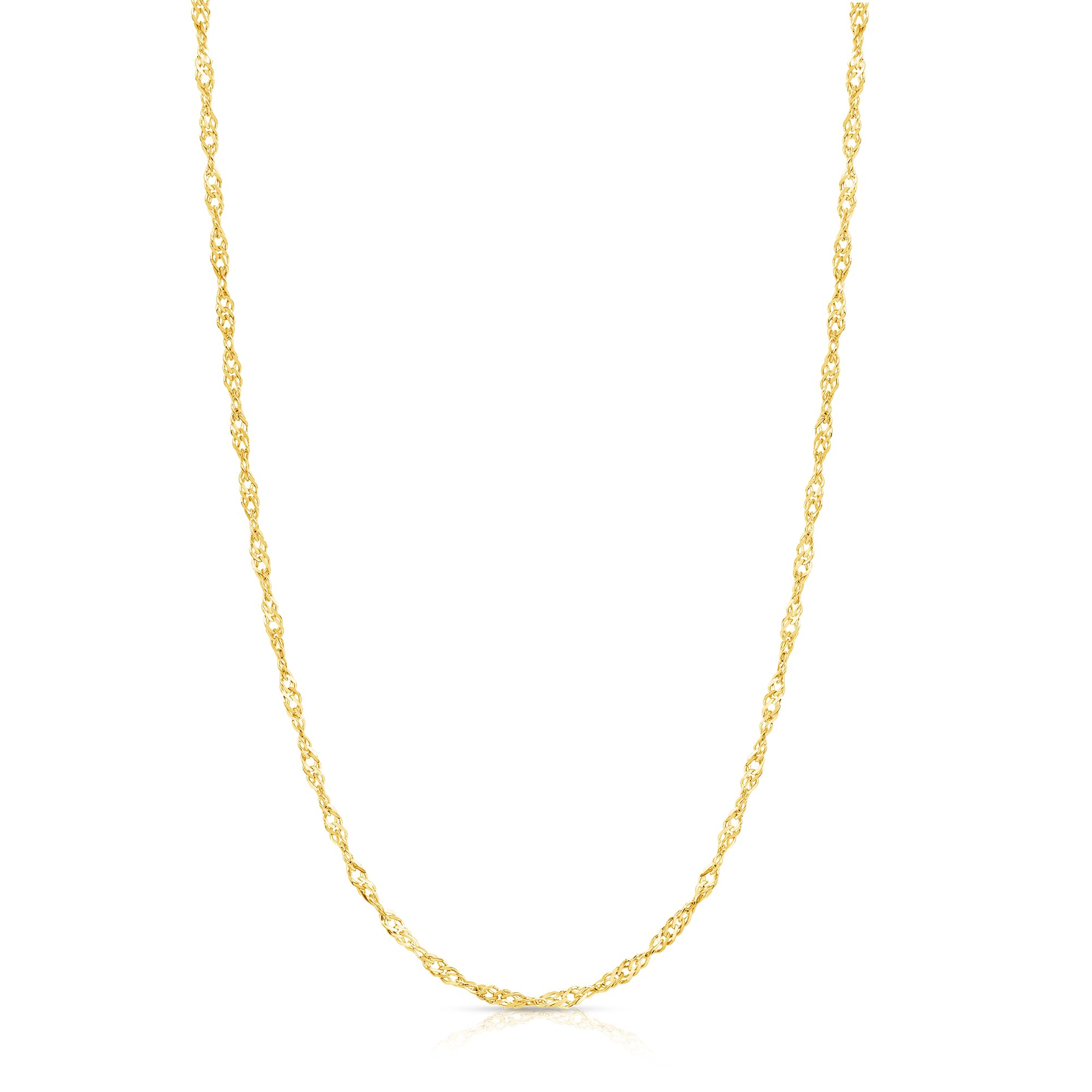 Colar Corrente Singapura EVAYA de Ouro 14K para Mulheres e Homens (Largura 1-1,5mm, Comprimento 14-24") - Cadenas de Oro Puro de 14K (1,5mm, 14 Polegadas, Ouro Amarelo 14k)