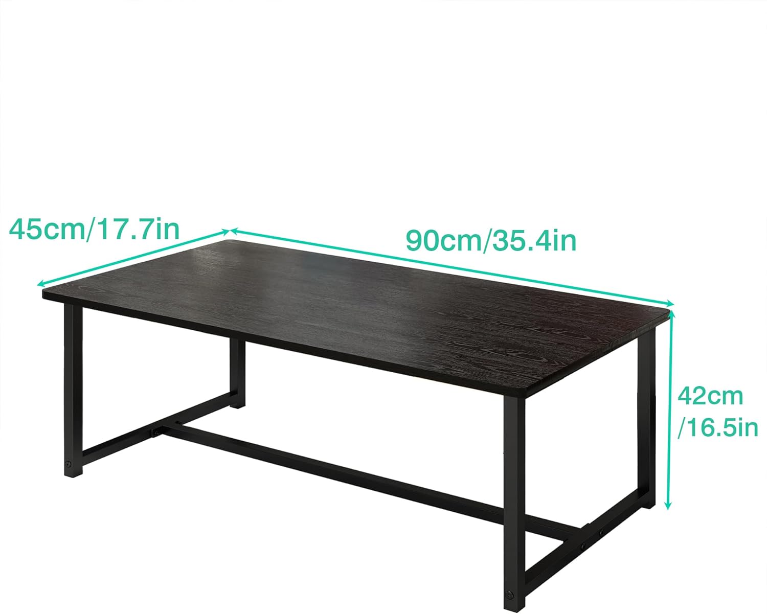 Black Coffee Table Rectangular Center Table for Living Room Open Space Side Table with Metal Frame, Easy Assembly,Wood Coffee Table
