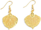 24K Gold Dipped Aspen Leaf Dangle Earrings