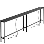 SUPERJARE 79 Inch Sofa Table with 2 Power Outlets and USB-C Ports, 5.9 Inch Narrow Console Table with Storage, Long Entryway Hallway Couch Table Behind Sofa, Small Spaces, Living Room, Rustic Brown