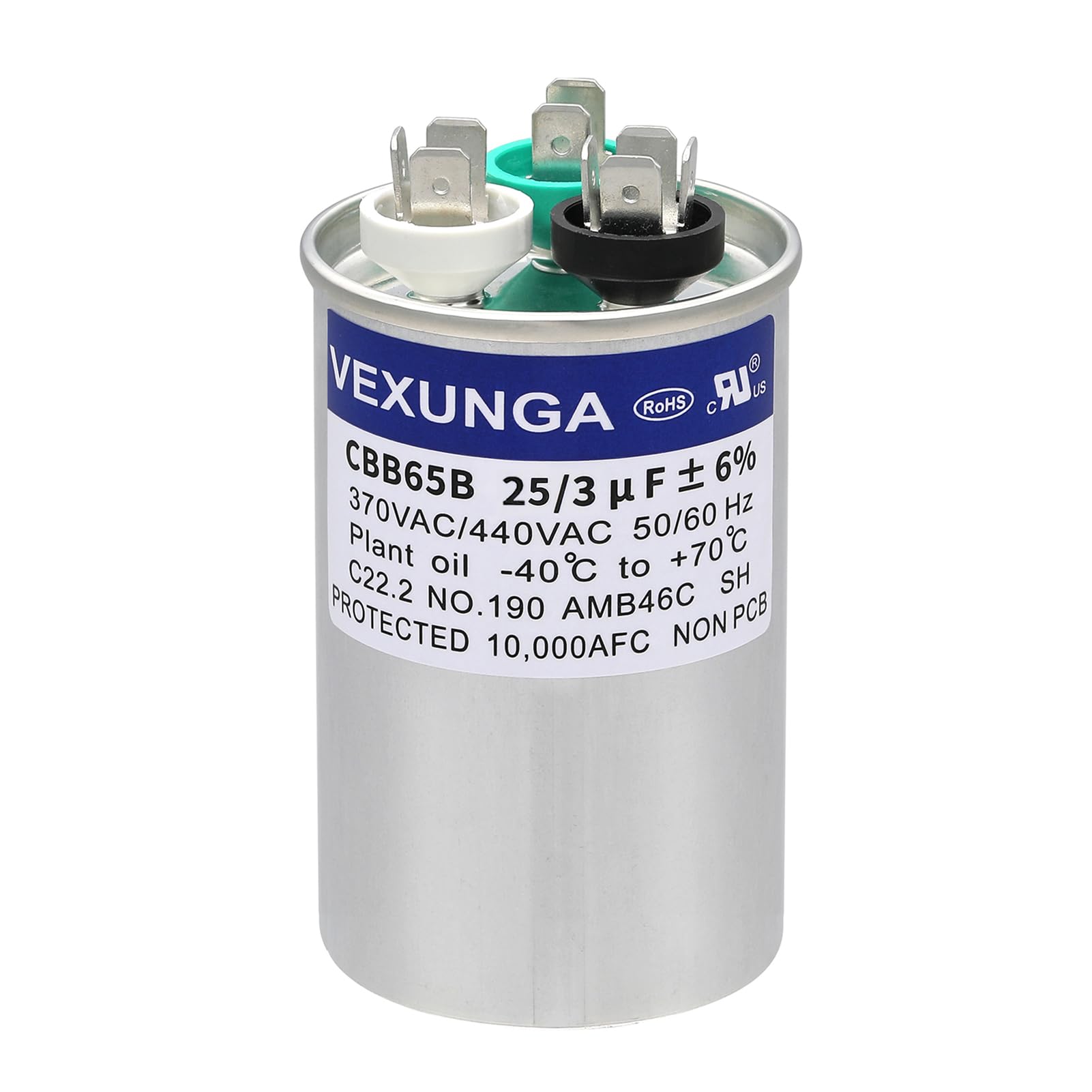 45/5 uF 45+5 MFD 370V or 440V Dual Run Start Round A/C Capacitor 45 5 uF 370 440 Volt VAC CBB65B Air Conditioner Capacitors for AC Unit Fan Motor Start or Heat Pump or Condenser Straight Cool