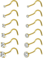 Ruifan 18G 1.5mm 2mm 2.5mm 3mm 3.5mm 4mm Round Diamond CZ Nose Screw Studs Rings Piercing Jewelry 4-12PCS