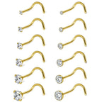 Ruifan 18G 1.5mm 2mm 2.5mm 3mm 3.5mm 4mm Round Diamond CZ Nose Screw Studs Rings Piercing Jewelry 4-12PCS