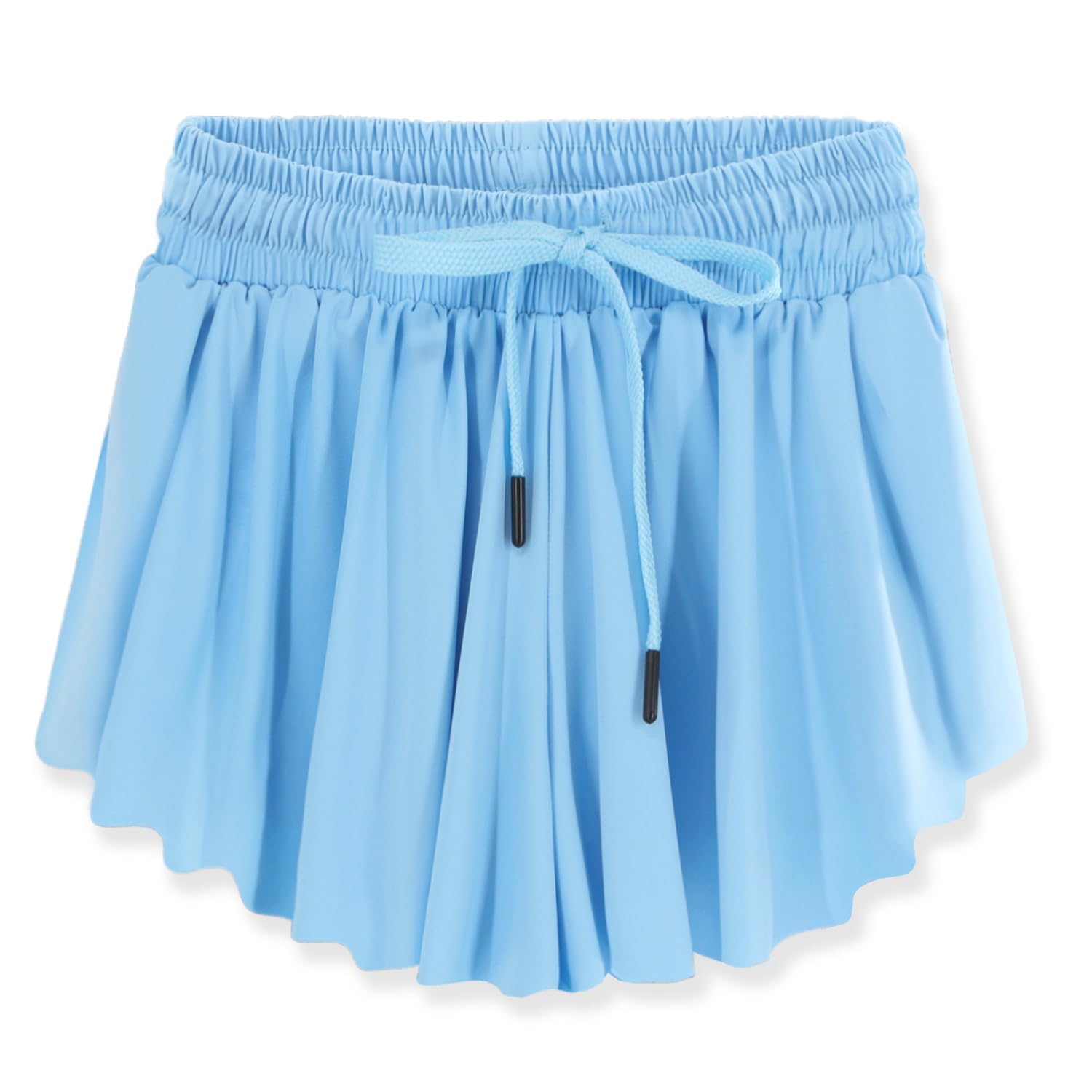 Girls Flowy Shorts Athletic Skirt for Little Girls 2 in 1 Butterfly Sports Skirts for Teen Girls Sky Blue