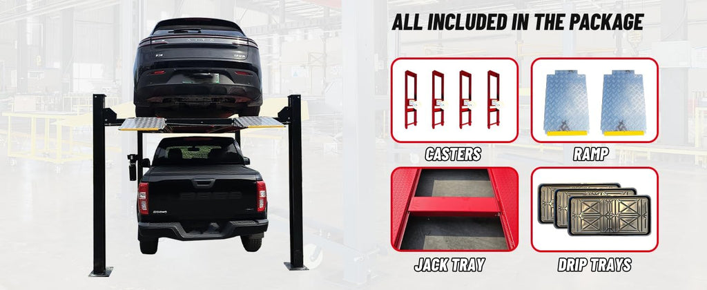 KT-4H950 Heavy Duty 84.5'' lifting Height4 Post Car Lift Auto Parking Lift Aluminous Ramp