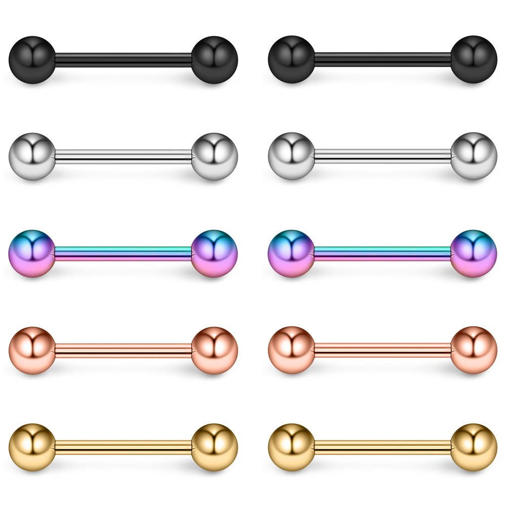 Ruifan 316L Stainless Steel Nipple Shield Barbell Ring Bar Body Piercing 14G