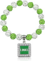 Sorority Paraphernalia Gift for Women Greek Sorority Bracelet Pink and Green Rhinestone Bracelet Sisterhood Jewelry