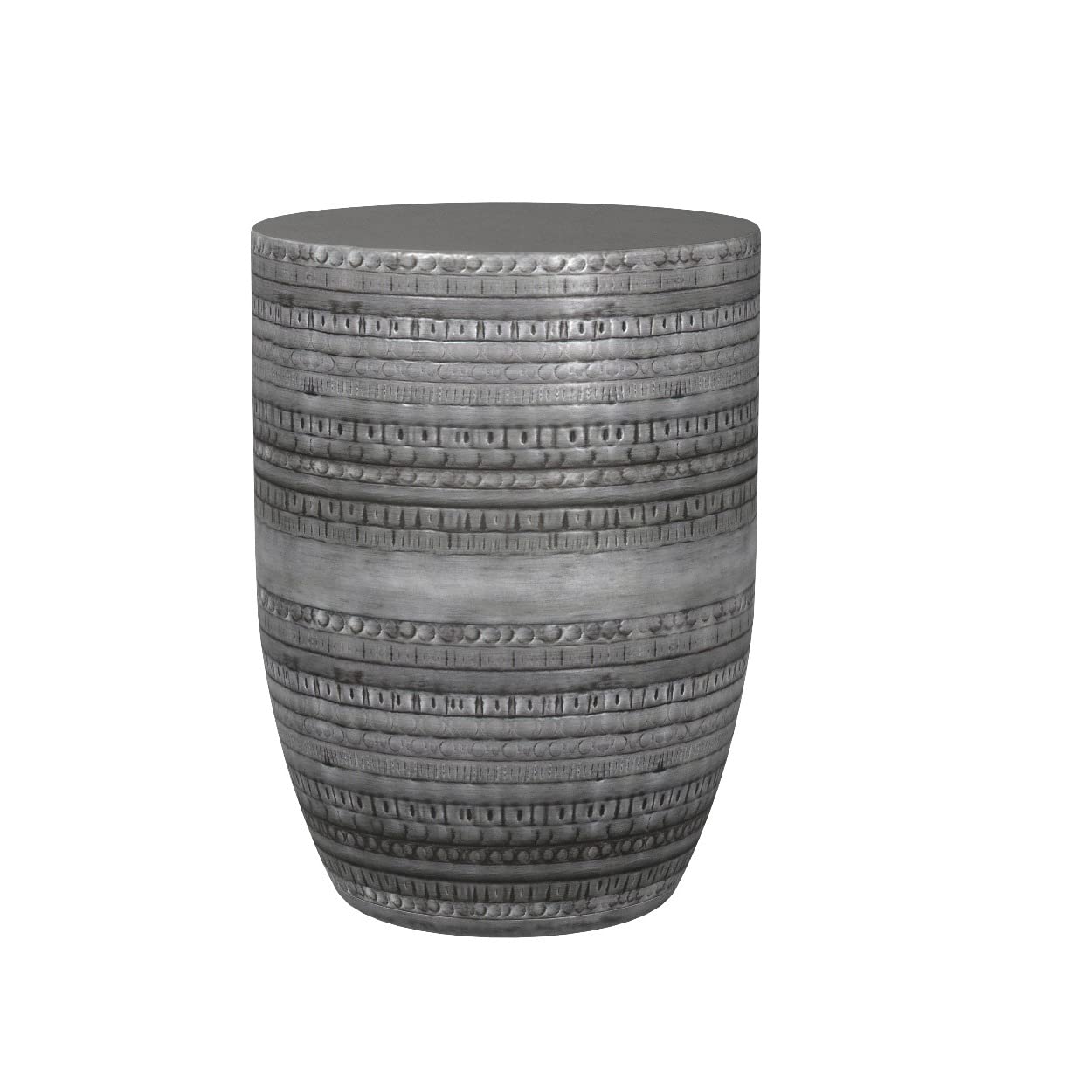 SIMPLIHOME Johnsen Metal Table - 15 inch Wide Solid Iron Drum Accent Table in Antique Copper with Tribal Pattern, Round Boho End Table for Living Room, Bedroom, or Home Office, Fully Assembled