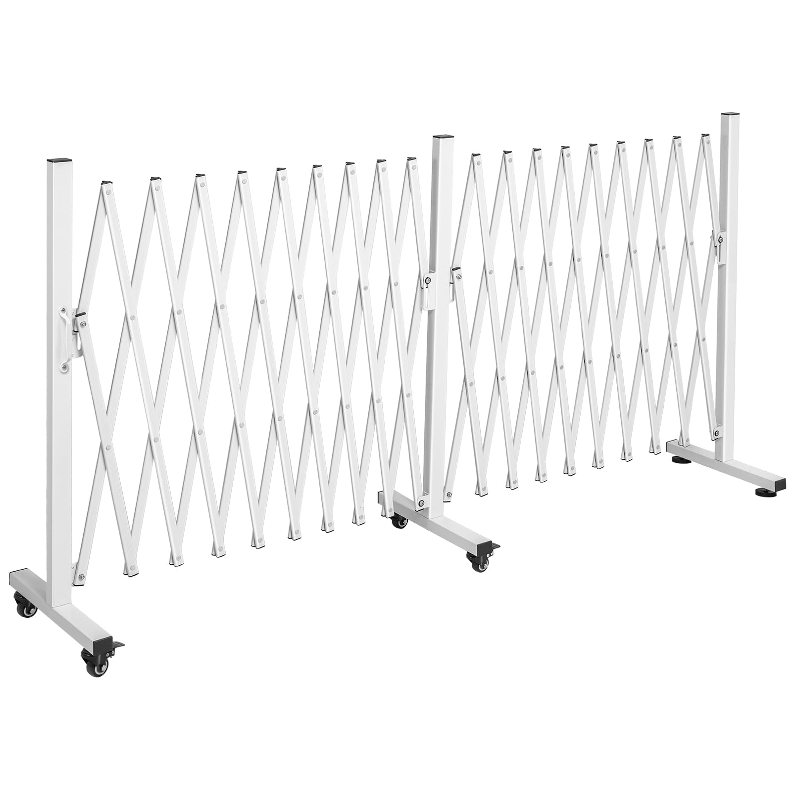 TECSPACE Aluminum Expandable Garden Fence, Portable Barricade Gate with Casters, Adjustable Retractable Fence Mobile Barricade Safety Barrier (Brown, 201×15×41 inch)