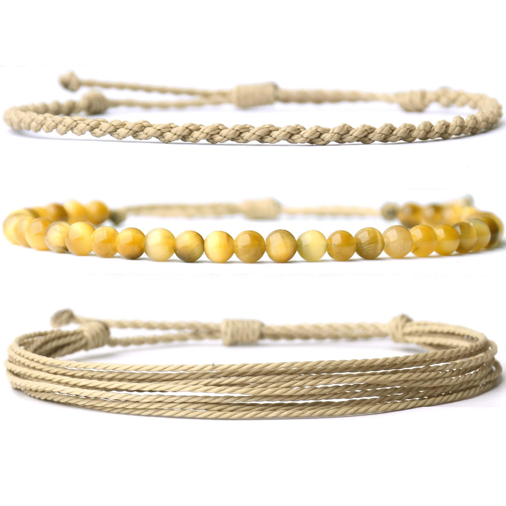 Handmade Natural Stone Beaded Healing Bracelet Gift for Men Adjustable Rope String Bracelet (Lava Rock, Adjustable)