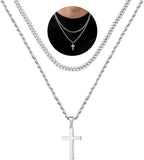 Yooblue Cross Necklace for Men, Gold Black Silver Mens Cross Necklaces Stainless Steel Cross Pendant Necklace Simple Jewelry Gifts Cross Chain Necklace for Men