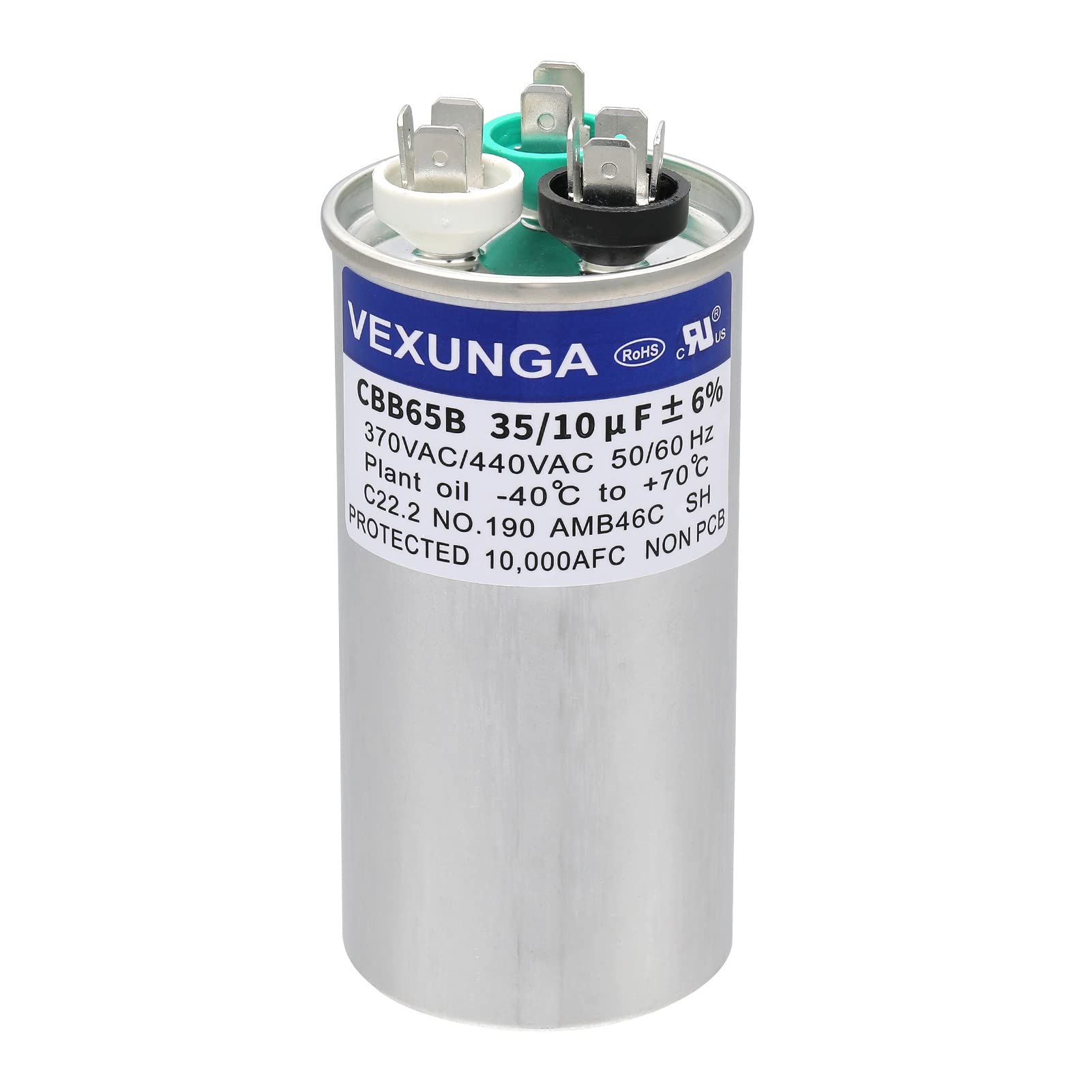 45/5 uF 45+5 MFD 370V or 440V Dual Run Start Round A/C Capacitor 45 5 uF 370 440 Volt VAC CBB65B Air Conditioner Capacitors for AC Unit Fan Motor Start or Heat Pump or Condenser Straight Cool