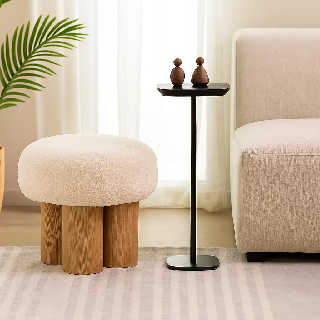 Modern Martini Pedestal Side Table - Small Metal Cocktail Stand for Living Room, Bar, or Small Spaces - Black End Table (Black)