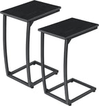 C-Shaped End-Table Set of 2 - Side Table for Couch,Curved Support Legs, Slide Under Couch Table for Sofa, TV Tray Table for Living Room Bedroom（Lvory）