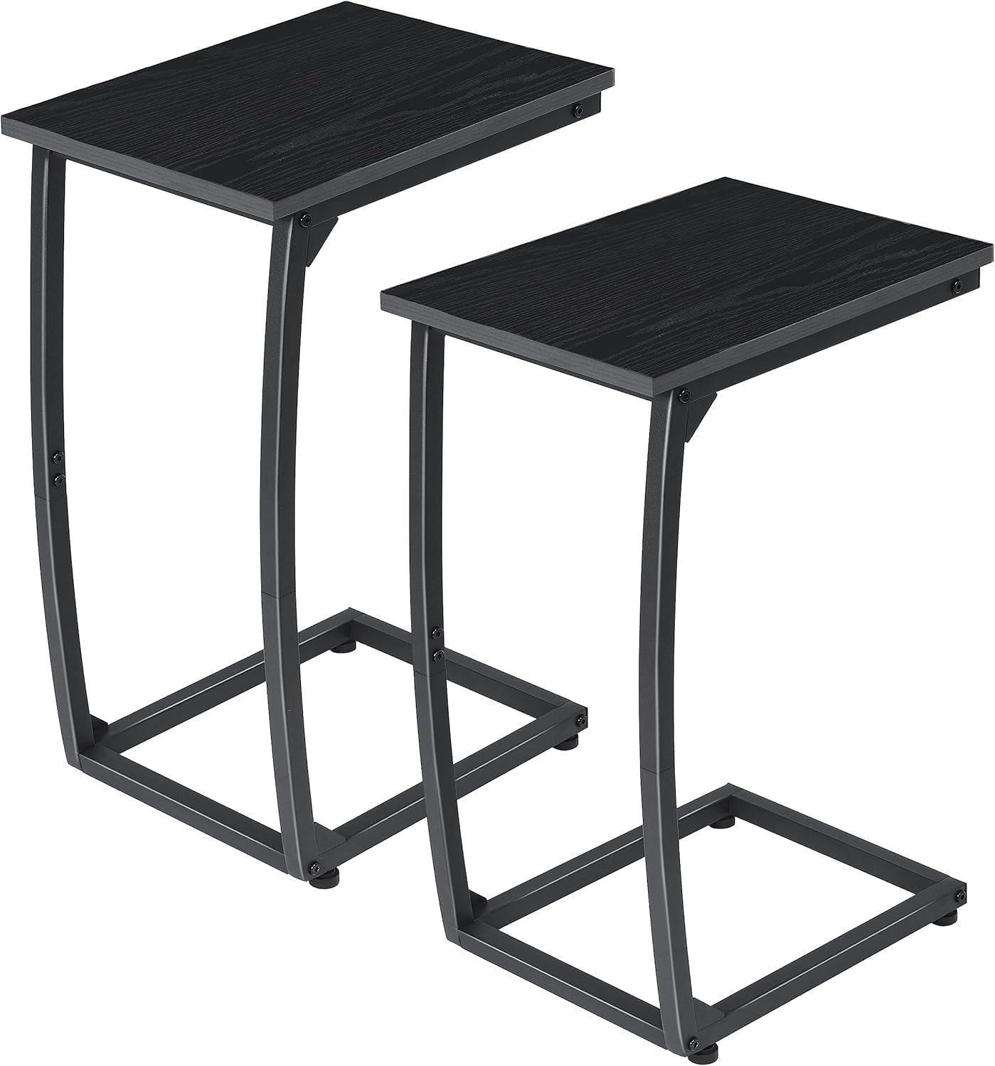 C-Shaped End-Table Set of 2 - Side Table for Couch,Curved Support Legs, Slide Under Couch Table for Sofa, TV Tray Table for Living Room Bedroom（Lvory）