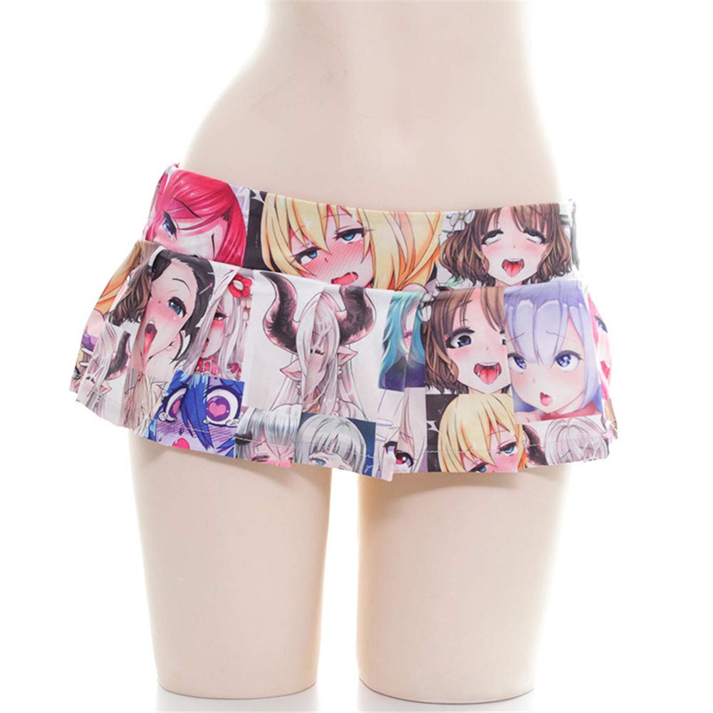 Lichma Mini Skirt,Women Sexy Cosplay Japanese Schoolgirls Anime Print Pleated Skirt Lingerie Sleepwear Nightwear