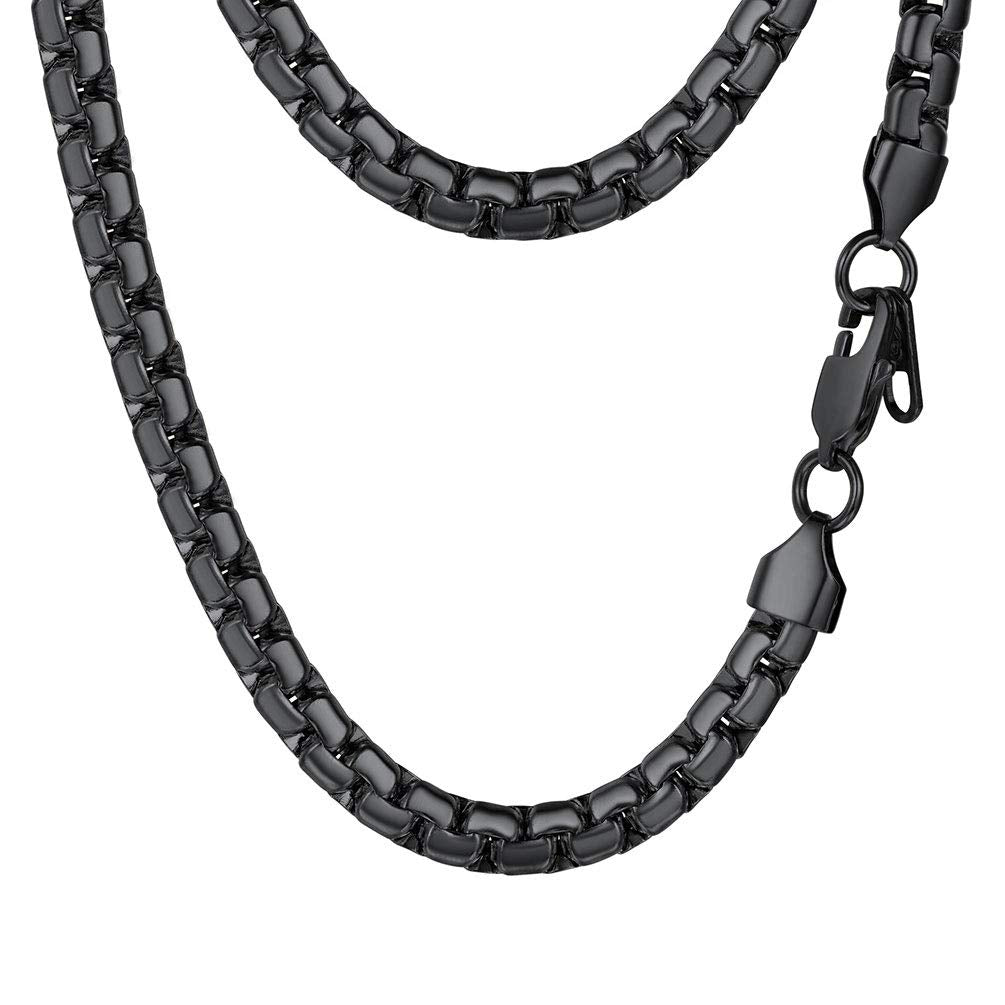 PROSTEEL Stainless Steel Chain Necklace Men Jewelry 24inch Trendy Chains Necklaces for Him Rapper Chain Black Necklace