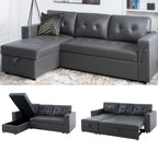 Naomi Home Transform Any Space: Sleeper Sectional Sofa with Convertible Sofa Bed & Inviting Chaise. Find Tranquil Comfort with Stress-Relieving Design & Durable Cushions - Black/Air Leather