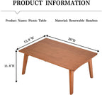 Japanese Floor Table No Assembly Required Bamboo Folding Walnut Coffee Table Bedroom 26x15.8x11.8in Furniture Low Tea Table for Sitting on The Floor Walnut Large