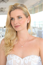 Mariell 14K Rose Gold Plated Cubic Zirconia Jewelry Set - 2cwt Round Pendant with 8mm Clip-On Earrings