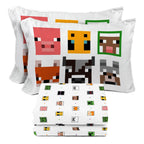 Sunny Side Up Minecraft Creeper & Animals Twin Sheet Set - 3 Piece Kids Bedding Set Includes Pillow Cover - Super Soft Microfiber Sheets