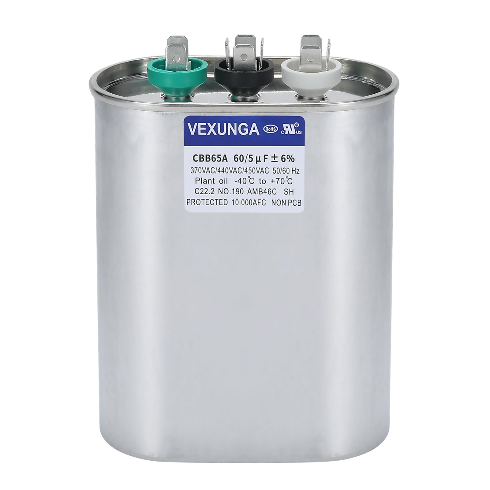 45/5 uF 45+5 MFD 370V or 440V Dual Run Start Round A/C Capacitor 45 5 uF 370 440 Volt VAC CBB65B Air Conditioner Capacitors for AC Unit Fan Motor Start or Heat Pump or Condenser Straight Cool