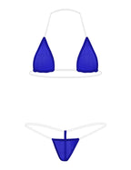 Oneheekini Women's Extreme Sexy Micro Bikini Sheer G String See Through Lingerie Tiny Bathing Swimsuits Dark Blue