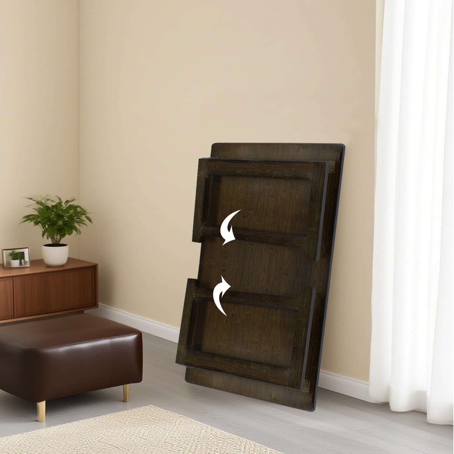 Japanese Folding Floor Table Foldable Coffee Tables Wood Low Tables Versatile for Sitting Dining Table Tea Tatami Desk No Assembly Unique (31.5 * 19.7 * 11.8 inch)