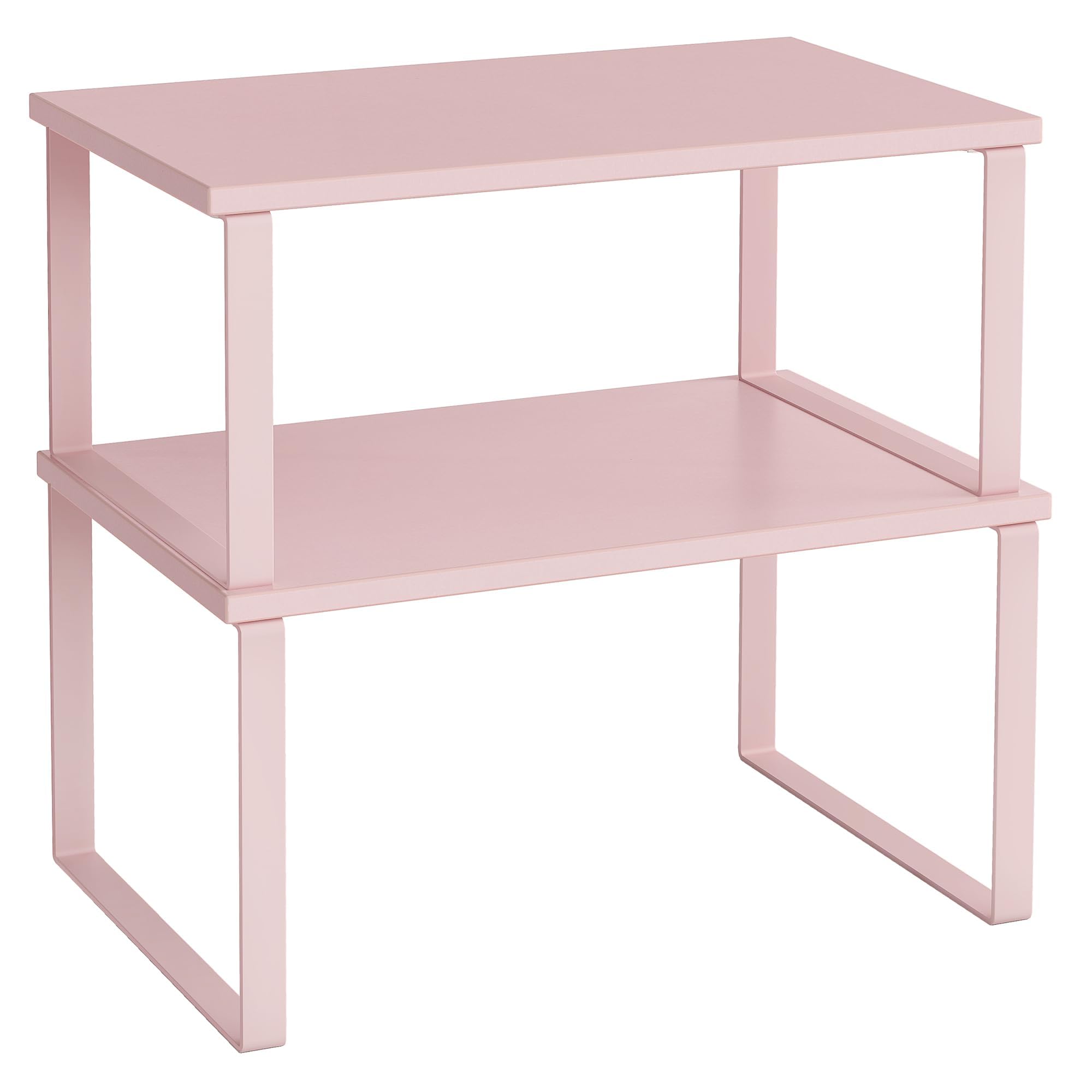 SONGMICS Cabinet Organizer Shelf, Set of 2 Kitchen Counter Shelves, Kitchen Storage, Spice Rack, Stackable, Expandable, Metal and Engineered Wood, Cloud White and Snow White UKCS025W01