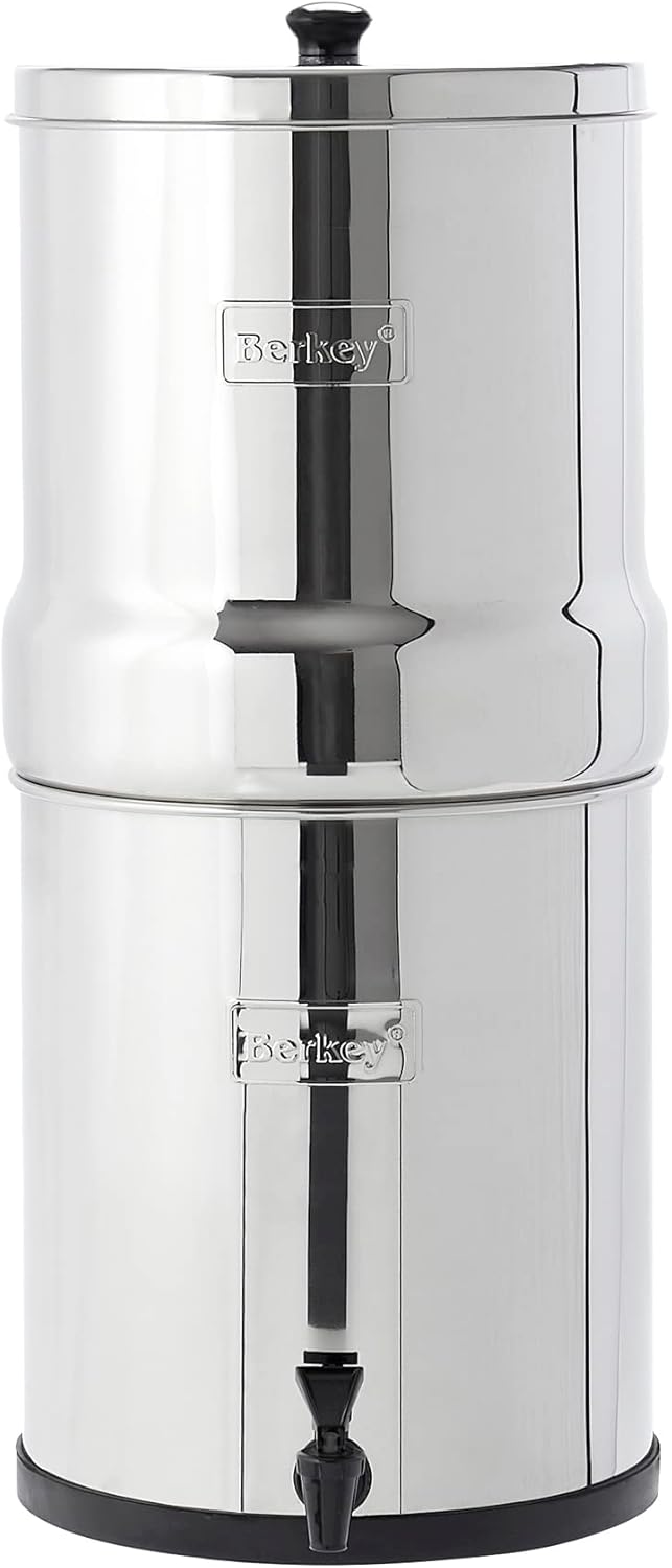 Big Berkey Gravity-Fed Stainless Steel Countertop Water Filter System 2.25 Gallon with 2 Authentic Black Berkey Elements BB9-2 Filters