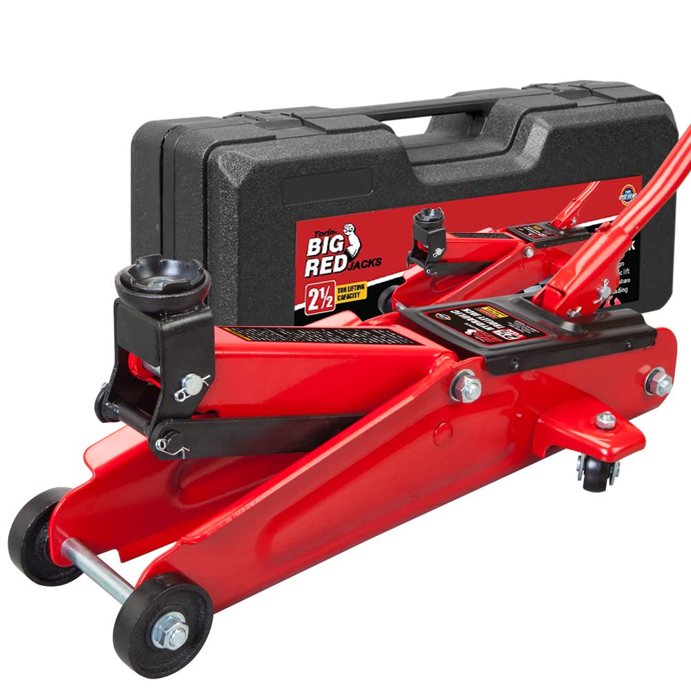 BIG RED AT84007R Torin Hydraulic Low Profile Service/Floor Jack with Dual Piston Quick Lift Pump, 4 Ton (8,000 lb) Capacity, Red