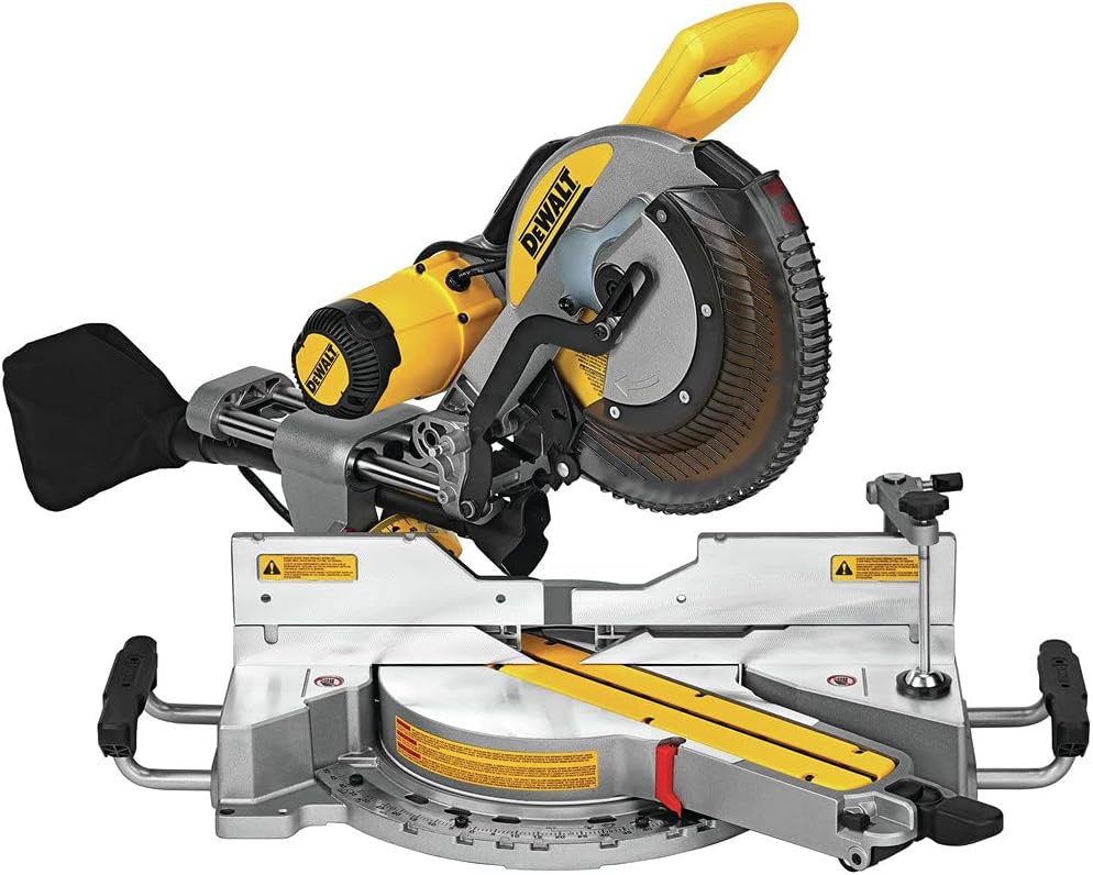 DEWALT Miter Saw, 12 Inch Double Bevel Sliding Compound Miter Saw, Blade Wrench and Material Clamp, Increased Crosscut Capacity, Powerful 3800 RPM Motor, Corded (DWS779)