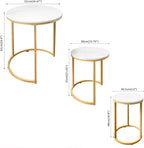 AT-VALY Nesting Tables Coffee Table Set of 3,Round Side Table Small Accent Table for Living Room,Bedroom Apartment (Gold)
