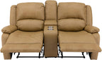 RecPro Charles 67" Double Recliner RV Sofa | Zero Wall Loveseat for Camper | Wall Hugger Couch | Fifth Wheel Theater Seating | Upgraded 2023 Fabric (Toffee)