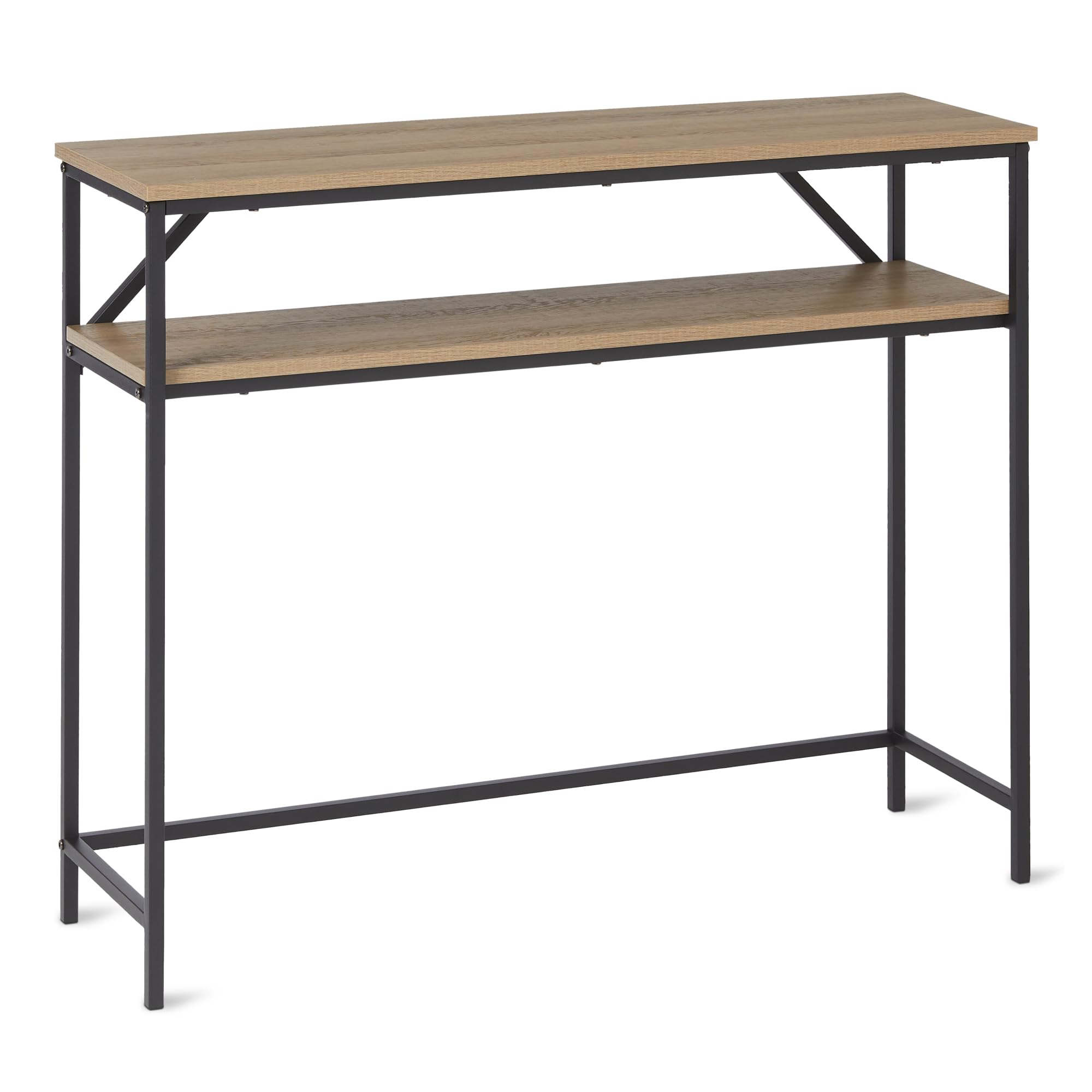 Amazon Basics Rectangular Coffee Table with Bottom Shelf, Living Room Centre Table, Wooden Black, 19.9" D x 31.5" W x 16.5" H