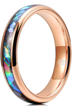 THREE KEYS JEWELRY Abalone Shell Inlay Tungsten Rings 4mm 6mm 8mm Womens Mens Silver Wedding Band/Customized Ring