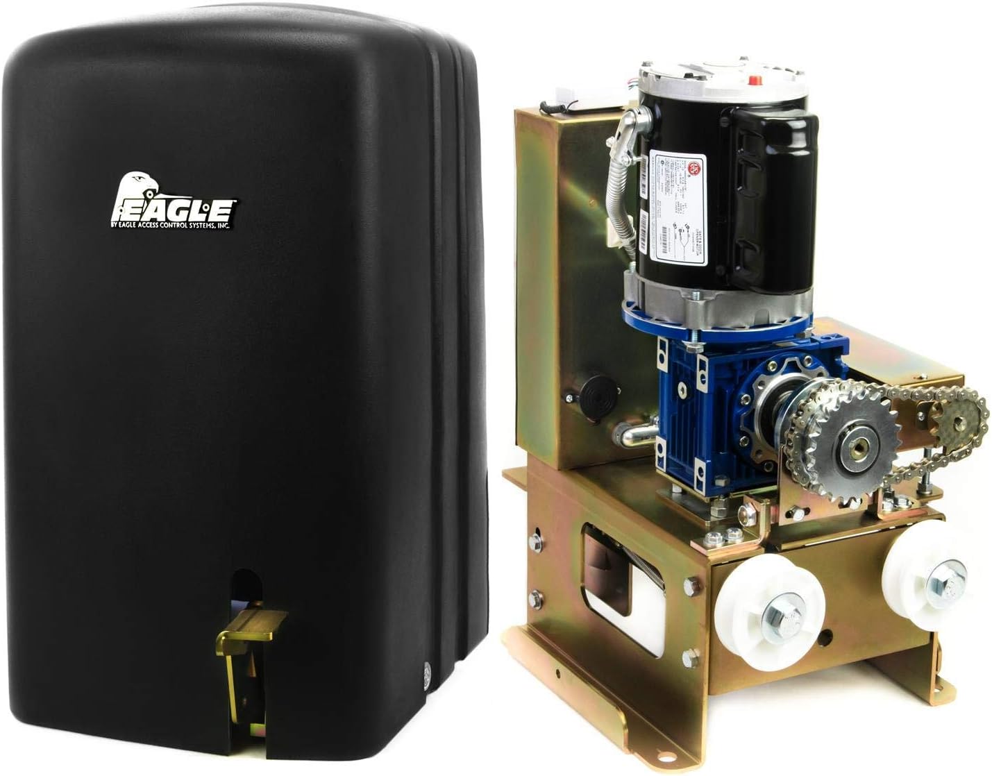 Eagle-1000 FR 1/2 HP Slide Gate Operator Motor for Residential Access Control Entrance - up to 27' ft 600lbs for Home or Light Commercial Businesses with 2 Remotes, Receiver, and Photo Eye Monitor
