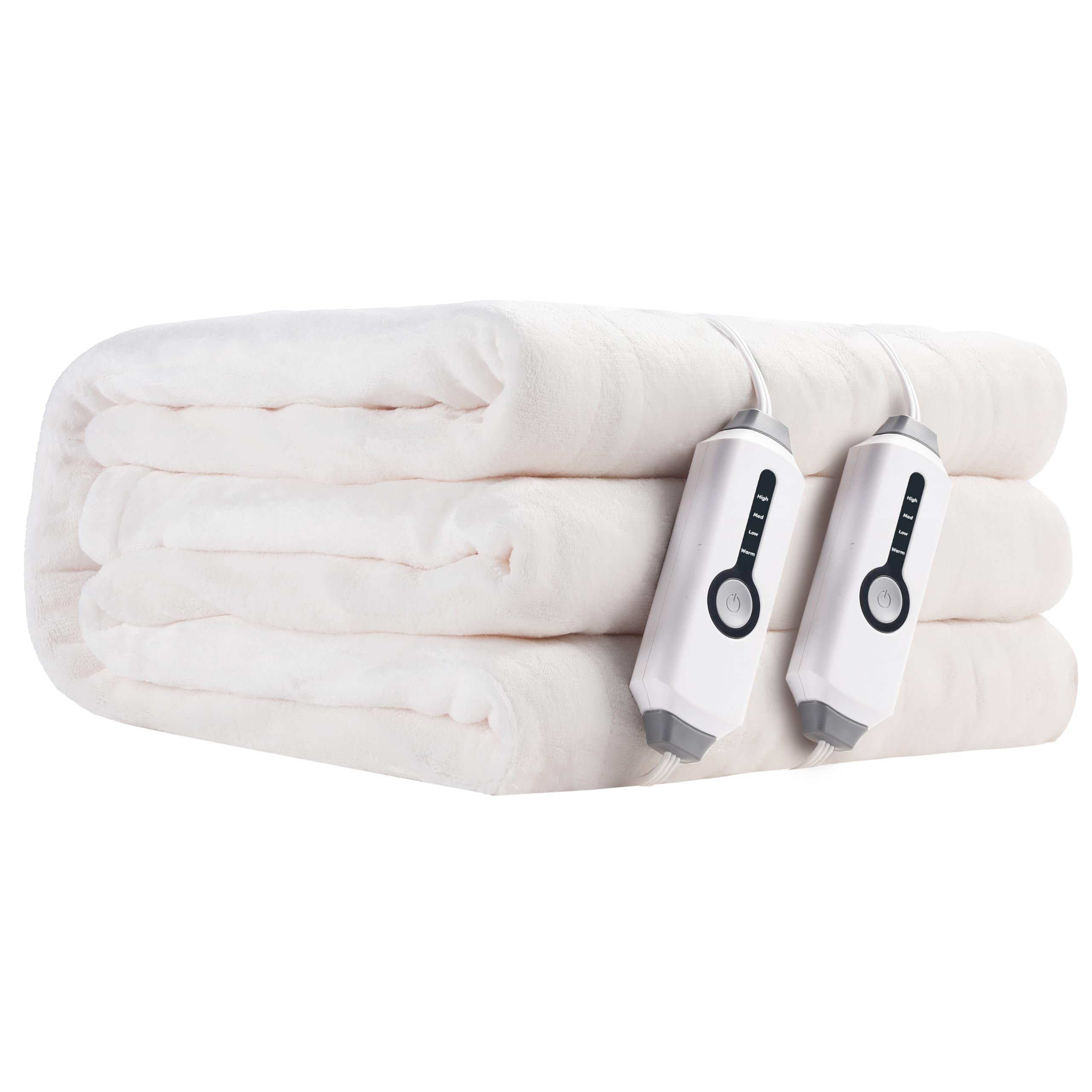 Elektrisch verwarmd deken 72" x 84" volledige maat flanellen stof met 4 verwarmingsniveaus & 10 uur automatische uitschakeling, ademend warm en wasbaar voor zacht en bed - lichtgrijs