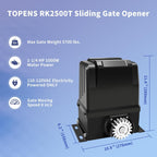 TOPENS RK2500T Automatic Sliding Gate Opener Rack Drive Electric Gate Motor for Heavy Driveway Slide Gates Up to 5700 Pounds Security Gate Operator AC Powered with Gear Rack and Remote Control