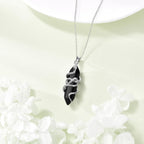 Snake Necklace Sterling Silver Black Tourmaline Snake Pendant Animals Jewelry Gifts for Women Men