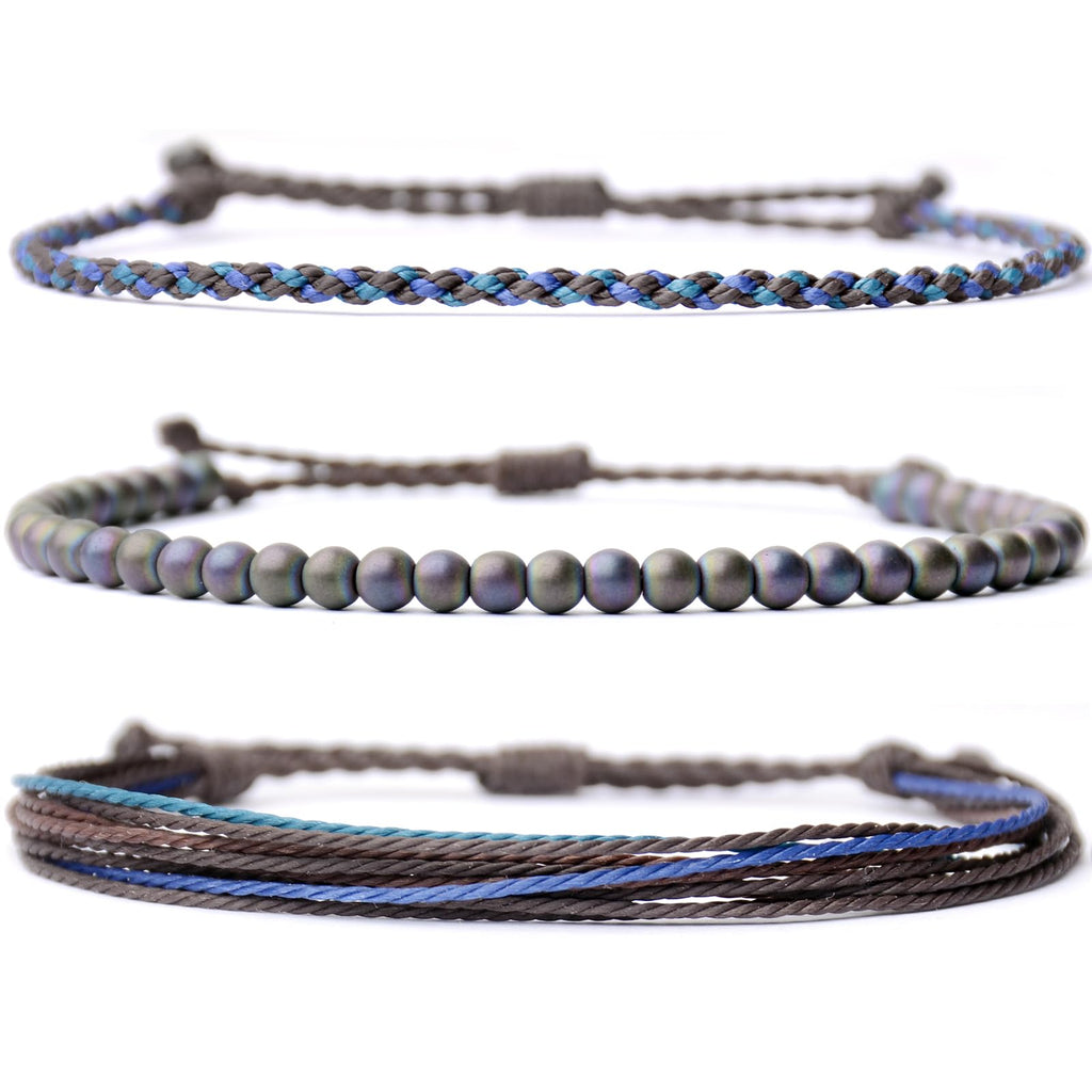 Handmade Natural Stone Beaded Healing Bracelet Gift for Men Adjustable Rope String Bracelet (Lava Rock, Adjustable)