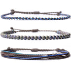 Handmade Natural Stone Beaded Healing Bracelet Gift for Men Adjustable Rope String Bracelet (Lava Rock, Adjustable)