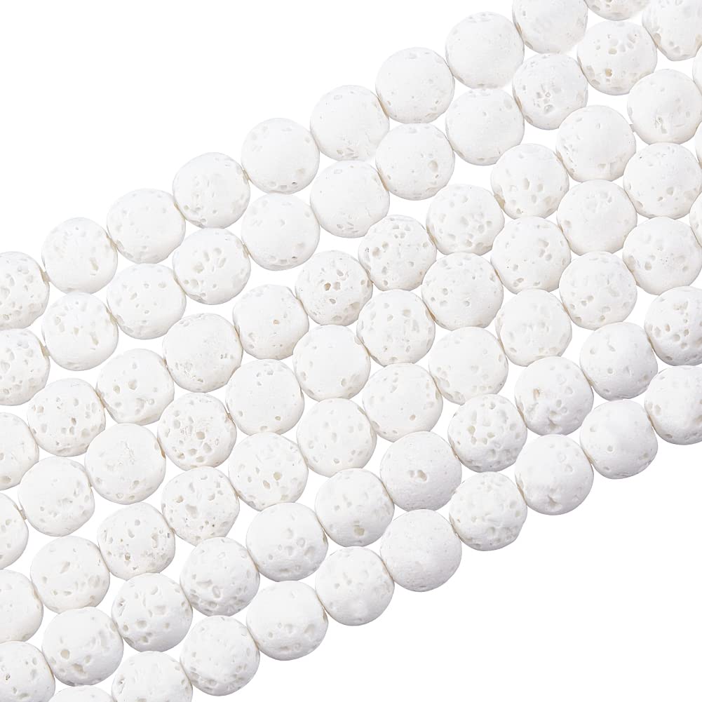 PH PandaHall 470pcs 8mm Lava Beads Natural Black Bead Black Lava Spacer Beads Oil Diffuser Bead Round Rock Stone Volcanic Rock Chakra Stone for Earrings Necklaces Bracelet Jewelry Making