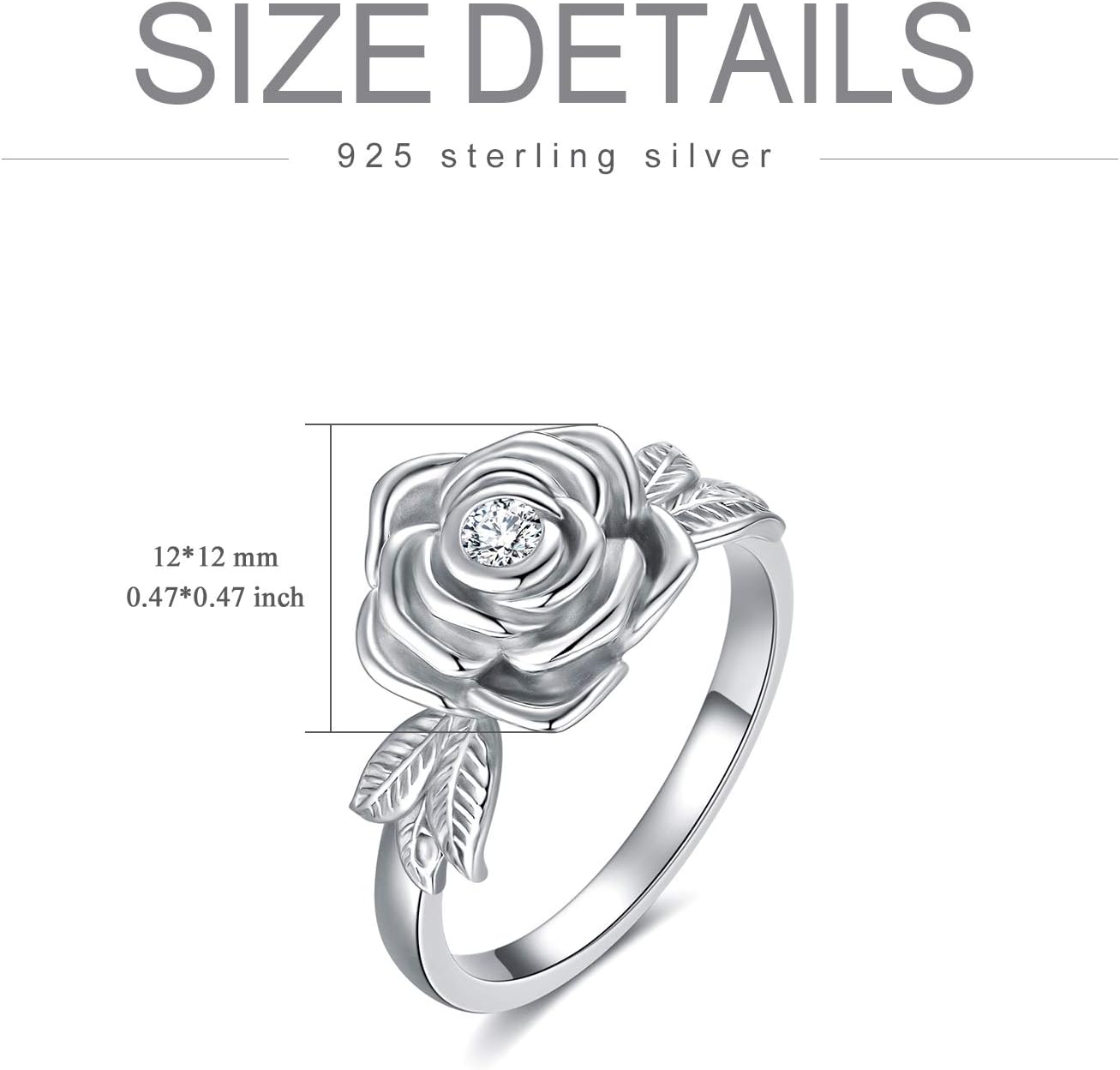 925 Sterling Silver Rose Flower Cremation Urn Ring Holds Loved Ones Ashes Cremation Keepsake Ring Jewelry Embellished with Crystals from Austria