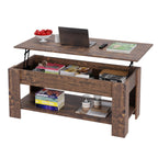 PayLessHere Coffee Table Lift Top Coffee Tables with Hidden Compartment and Storage Shelf Wooden Lift Tabletop Dining Table for Living Room Home (Black, 39" D x 28" W x 24" H)