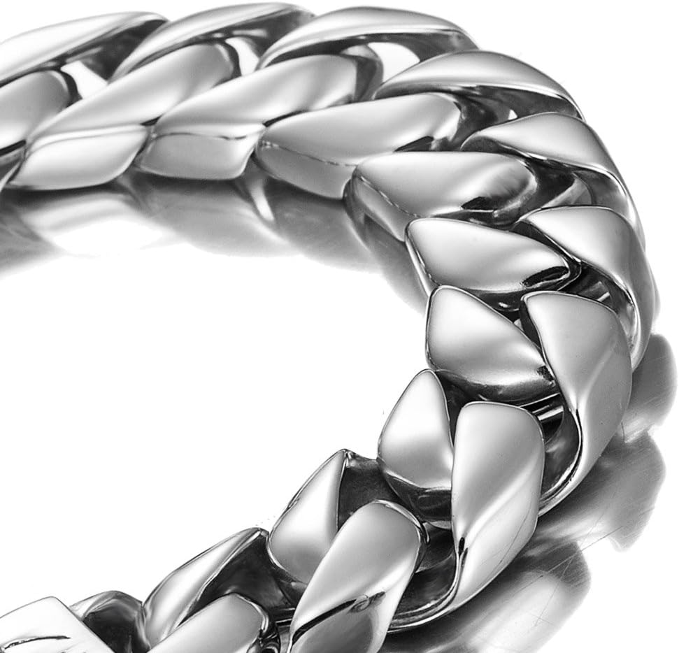 Urban Jewelry Stunning Solid Tungsten Link Bracelet for Men Polished Link, Puzzle, Ceramic Style (Silver, Black, 18K Gold Plated Option)