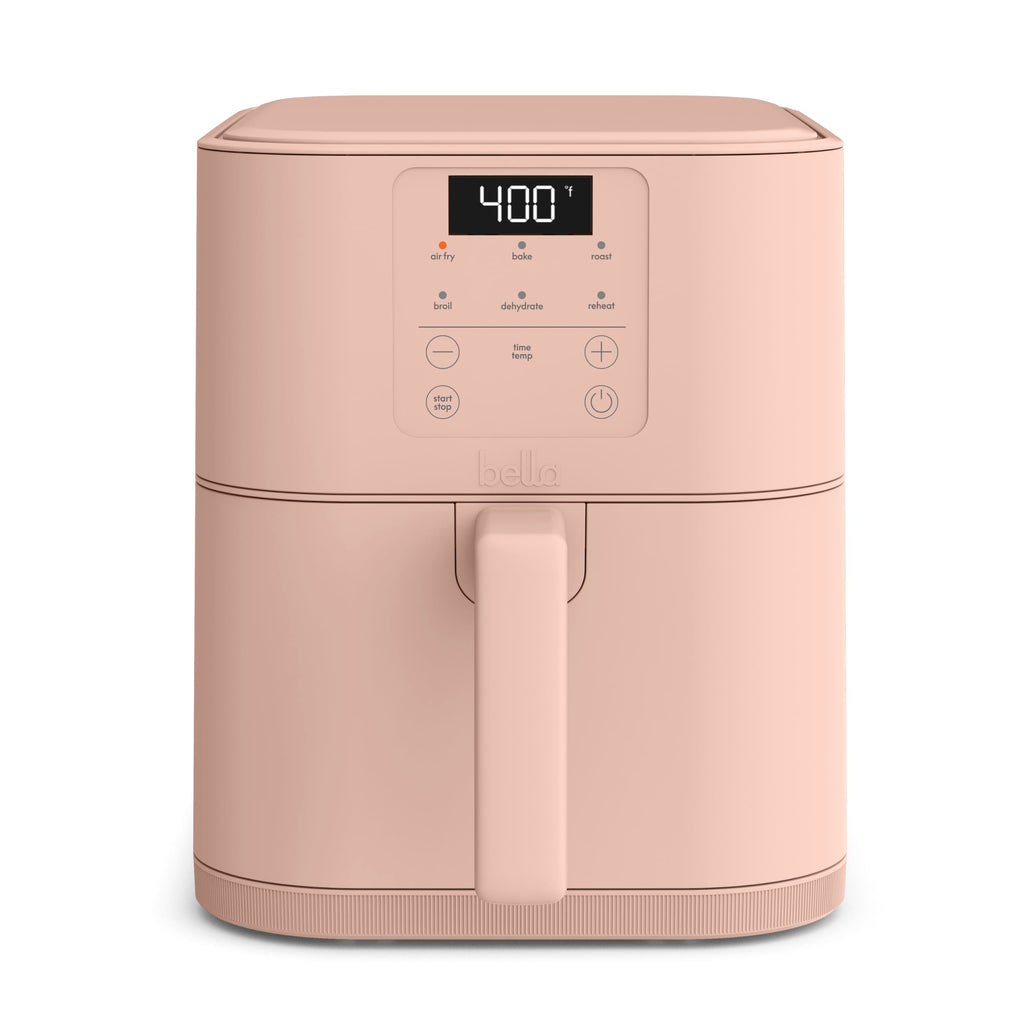 bella 4Qt Slim Air Fryer, Fits-anywhere™ Kitchenware, EverGood™ Ceramic Nonstick Coating, Adjustable Temperature, 6 Preset Cooking Options, 60 Min Auto Shutoff w Audible Tone, 3.3lb Capacity, Blossom
