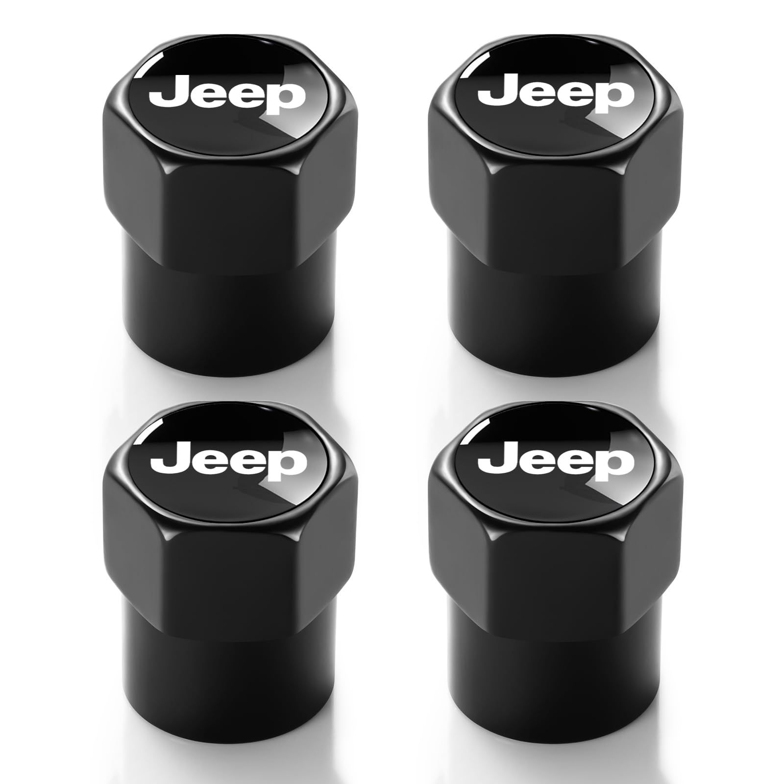 Tire Valve Stem Cap for GMC Metal Tire Stem Cover with Belt O-Ring Air caps Sports Accessories 4 Pieces (Black)